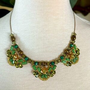 New York & Company Floral Green Statement Necklace